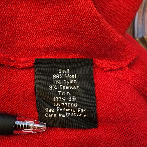 Red wool silk bow sweater size small - J.Peterman - Picture 4 of 5